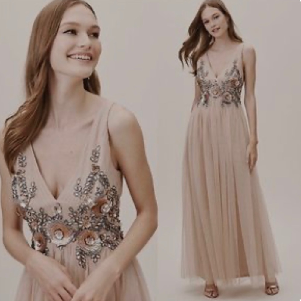 NWT BHLDN Isabel Blush Embellished Sequined Wedding Dress